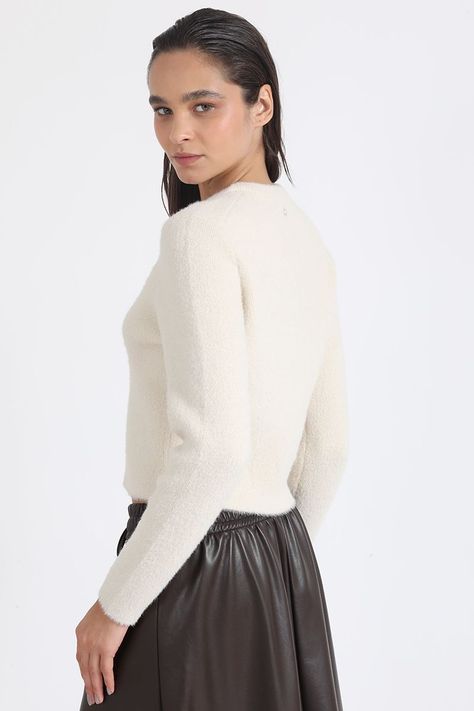 Cardigan Tejido Punto Fantasia Piel, Crudo Liola-6