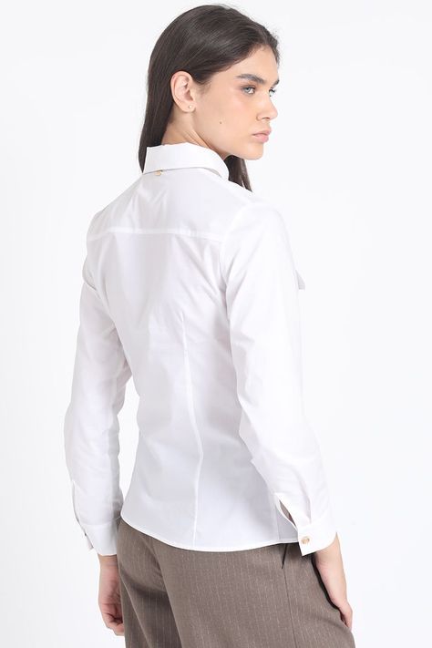 Camisa Entallada Algodón Poplin, Crudo Liola-4