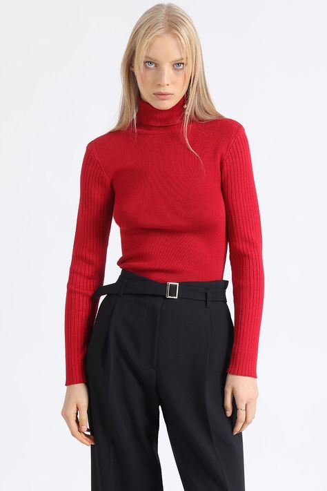 Sweater, Tejido Punto, Boton Decorativo, Rojo Liola-5