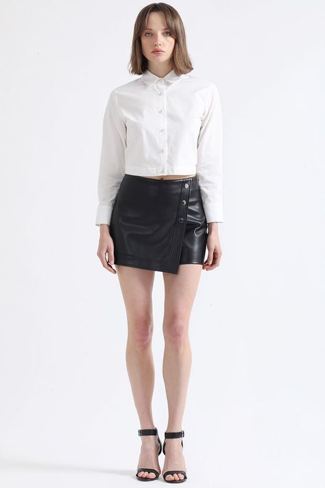Blusa Cropped Poplin, Boton Joya, Crudo Liola-3