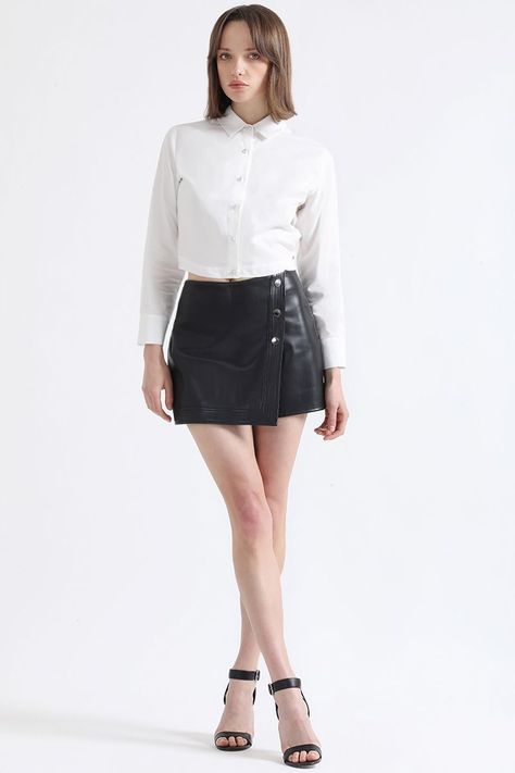Blusa Cropped Poplin, Boton Joya, Crudo Liola-4