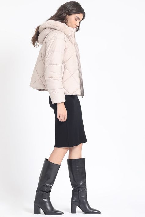 Parka Con Capucha Y Piel Desmontable, Beige Liola-2