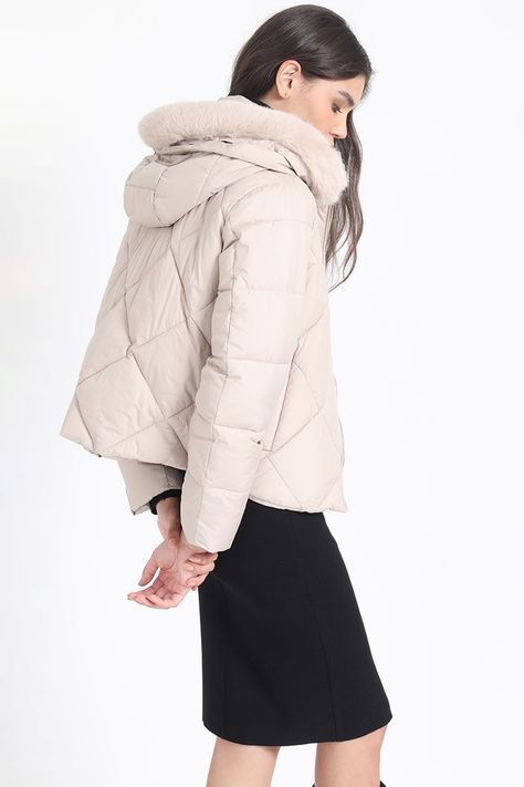 Parka Con Capucha Y Piel Desmontable, Beige Liola-3