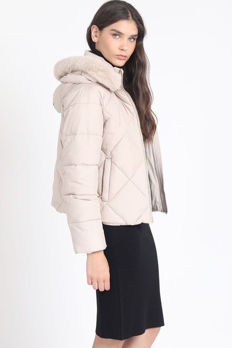 Parka Con Capucha Y Piel Desmontable, Beige Liola-5