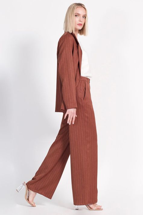 Pantalon Ancho Poliéster Estampado Café Liola-1