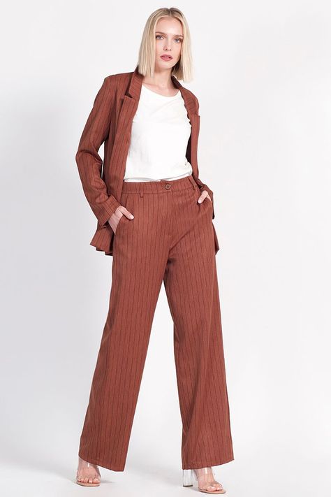 Pantalon Ancho Poliéster Estampado Café Liola-2