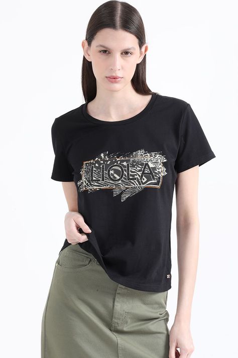 Polera Algodon Spandex Logo Liola Animal, Negro Liola-0