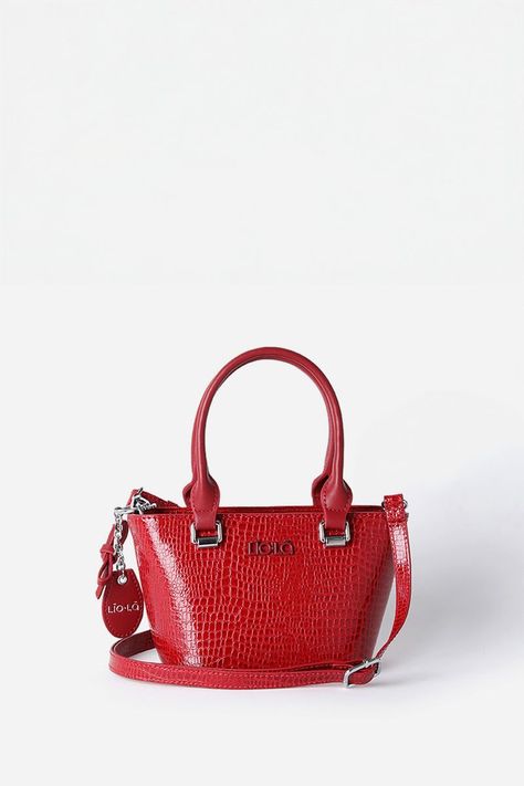 Cartera Mini Con Llavero, Croco, Efecto Cuero, Rojo Liola-0