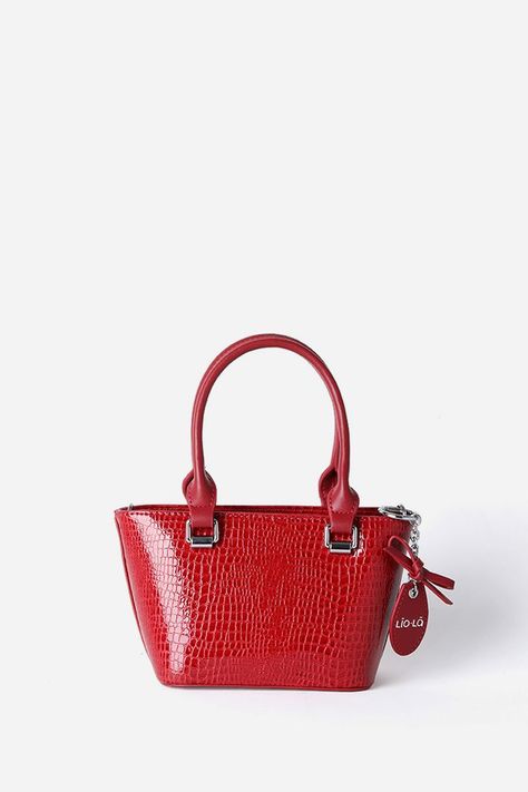 Cartera Mini Con Llavero, Croco, Efecto Cuero, Rojo Liola-2