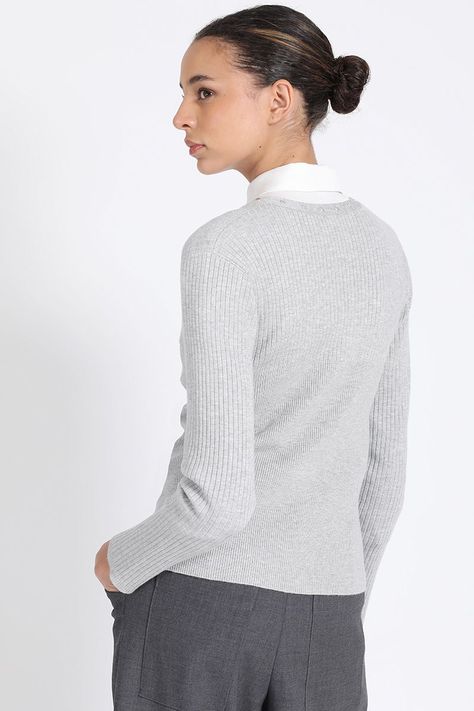 Cardigan Tejido Punto Remaches, Gris Liola-2
