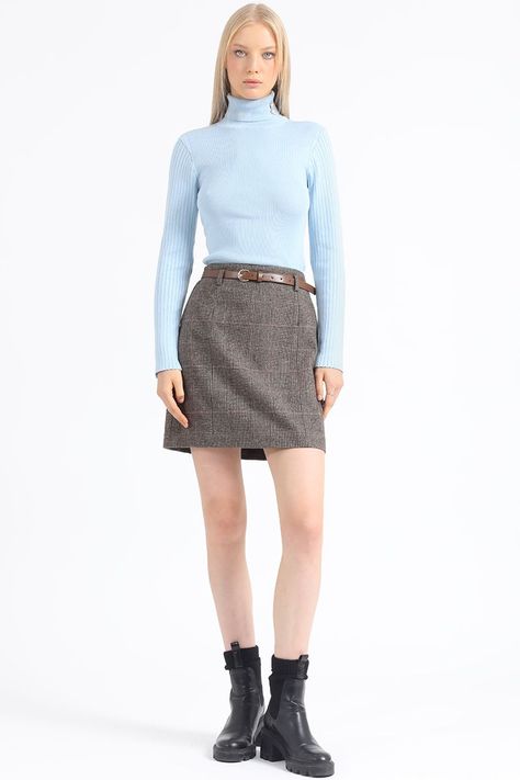Sweater, Tejido Punto, Boton Decorativo, Celeste Liola-1