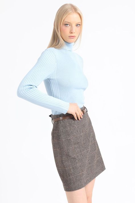 Sweater, Tejido Punto, Boton Decorativo, Celeste Liola-5