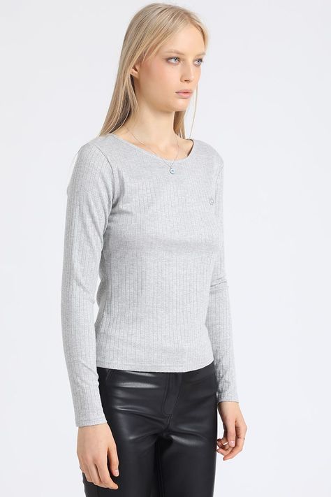 Polera Basica Mix Folia, Gris Liola-2