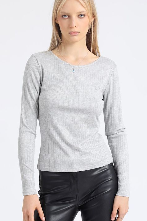 Polera Basica Mix Folia, Gris Liola-4