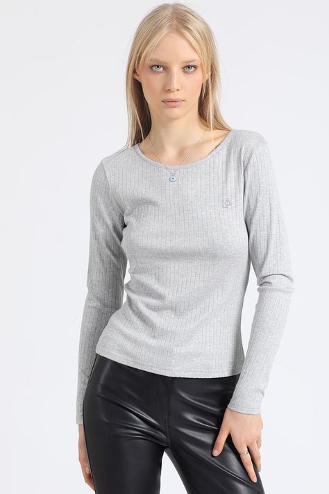 Polera Basica Mix Folia, Gris Liola-5