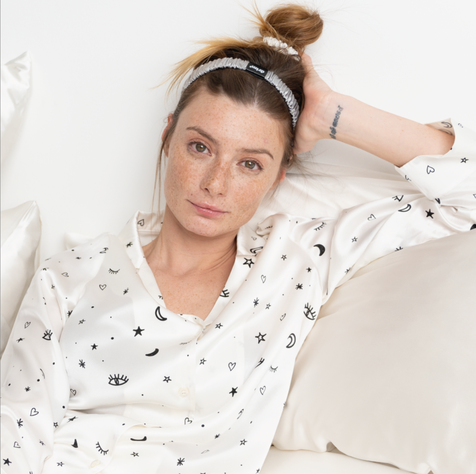 Cintillo + scrunchie 100% seda Negro-1