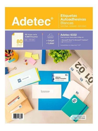 4000 Etiquetas De 44 X 13 Mm 50 Hjs Blancas Para Impresoras -0