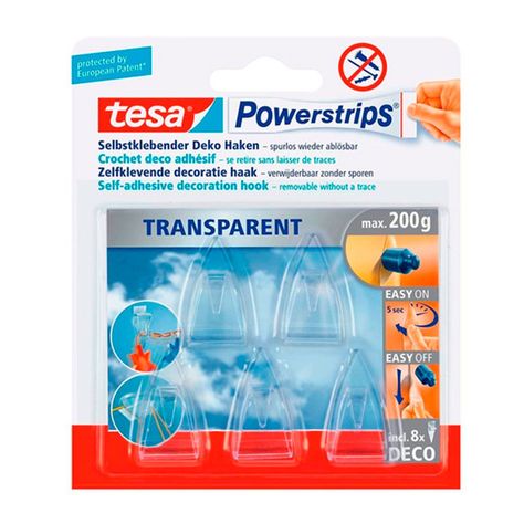 5 Perchas Ganchos Deco Transparentes De Decoración Tesa-0