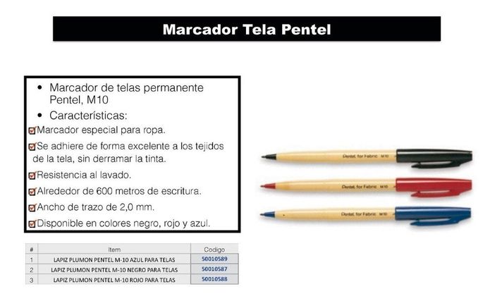 3 Marcadores Permanentes M10 Pentel+ 36 Etiquetas De Ropa-6