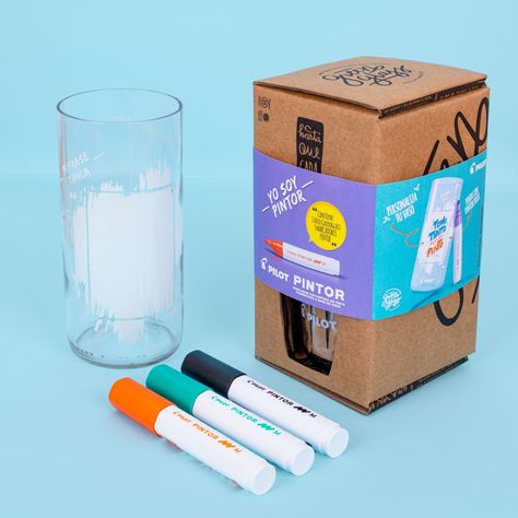 Vaso Green Glass + 3 Marcadores Pilot Pintor M Personalizalo-1