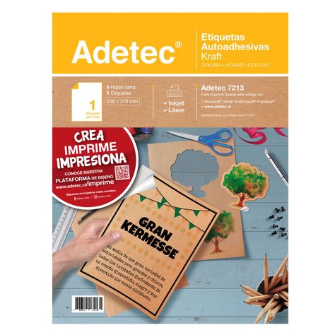 Papel Para Impresora Kraft 216x279 Mm Autoadhesivas-0