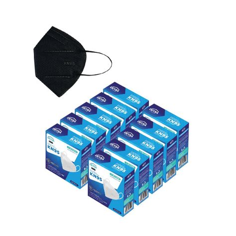 Mascarillas Kn95, 5 Capas, 10 Un, 10 Cajas (100un) Negro-0