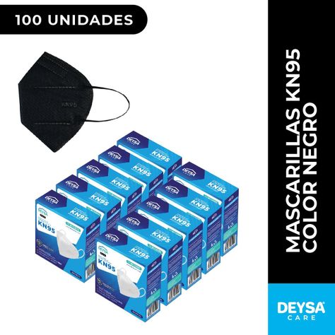 Mascarillas Kn95, 5 Capas, 10 Un, 10 Cajas (100un) Negro-1