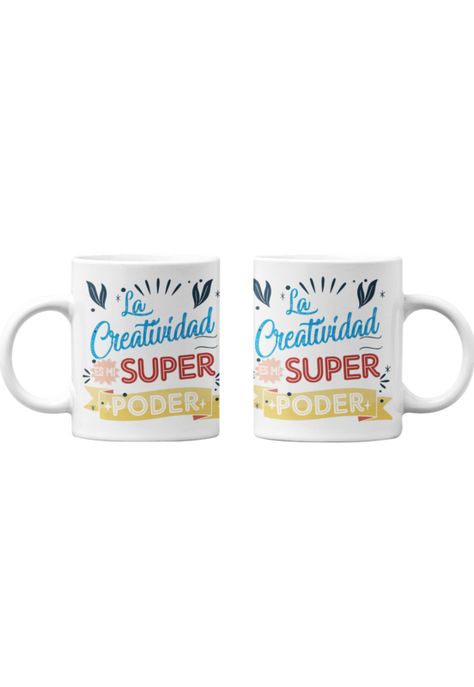 Tazones tazas blancas La creatividad es mi superpoder-0
