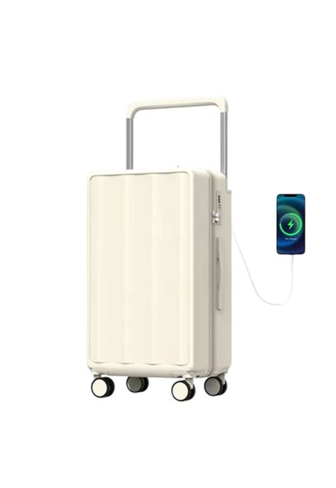 Maleta de Viaje Con Cargador 50 cm Blanco-1