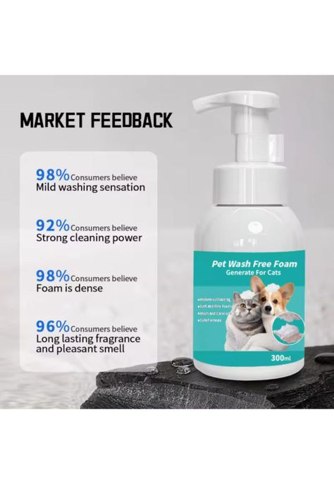 Espuma para Bañar sin lavado para mascotas 300 ML-4