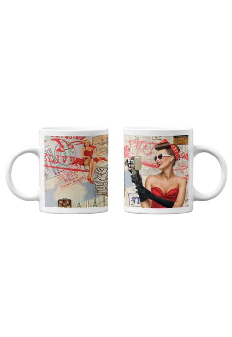 Tazones tazas blancas Carta Postal Vintage-0