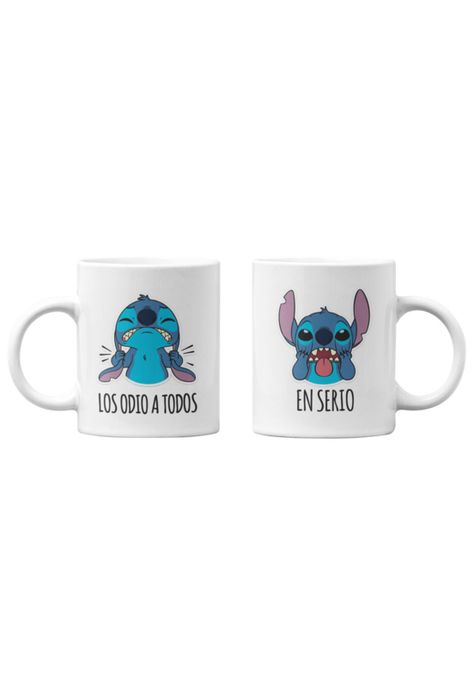Tazones tazas blancas Stitch Los Odio a Todos en Serio-0