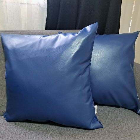 Cojin Decorativo EcoCuero Azul 60x60 Relleno-2