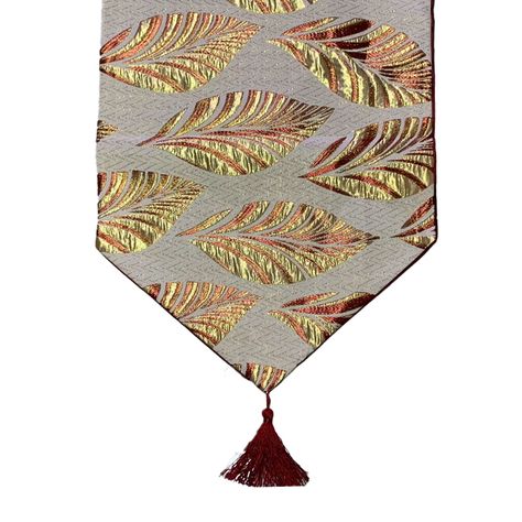 Camino De Mesa Con Diseño Rojo con Dorado 180x33 cm-0
