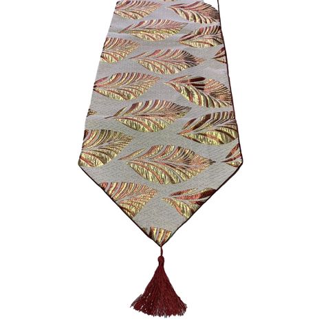 Camino De Mesa Con Diseño Rojo con Dorado 180x33 cm-1