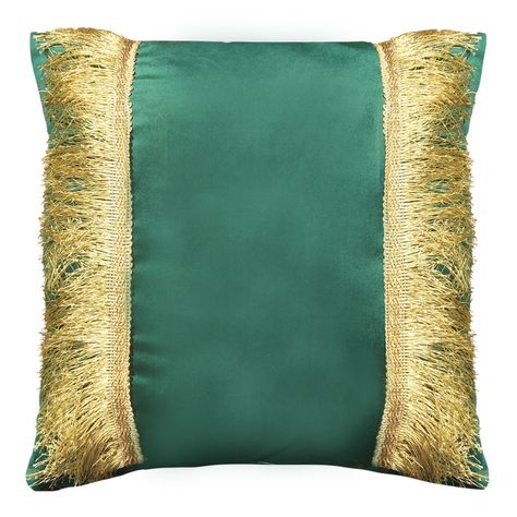 FUNDA COJIN DECORATIVO DISEÑO FESTIVO VERDE Y DORADO 60x60-0