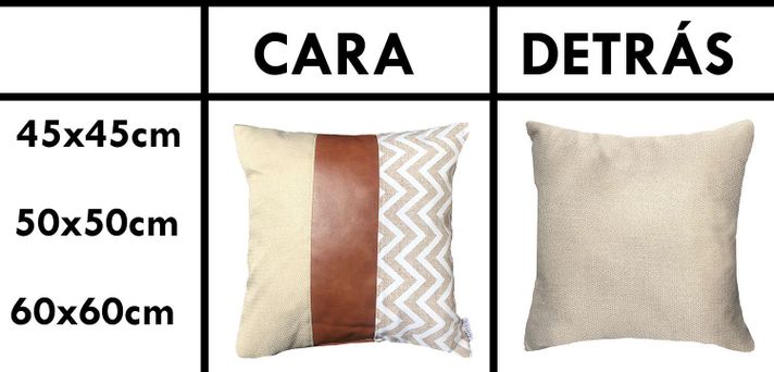 PACK 4 COJINES DECORATIVOS ECOCUERO ZIGZAG CREMA 50X50-3