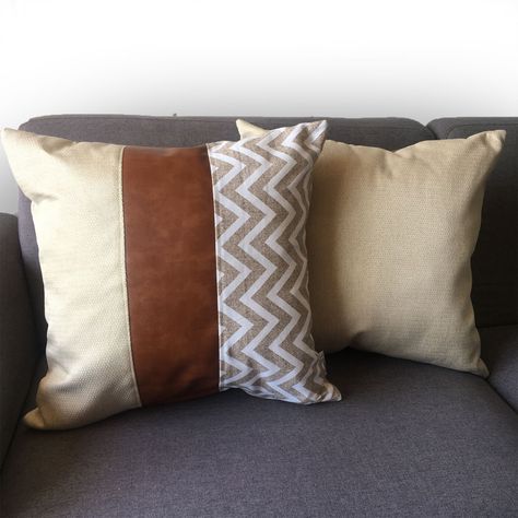 PACK 4 COJINES DECORATIVOS ECOCUERO ZIGZAG CREMA 50X50-5