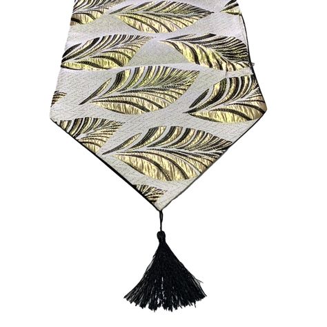 Camino De Mesa Con Diseño Negro con Dorado 180x33 cm-1