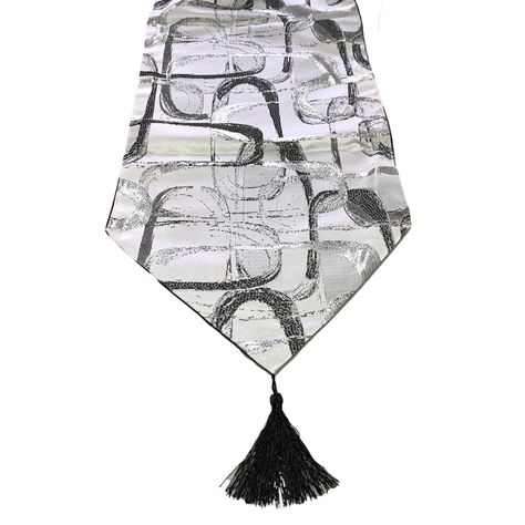 Camino De Mesa Con Diseño Gris con Negro 180x33 cm-1