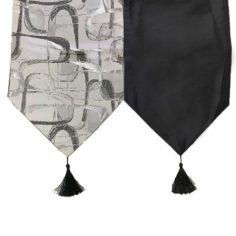 Camino De Mesa Con Diseño Gris con Negro 180x33 cm-2