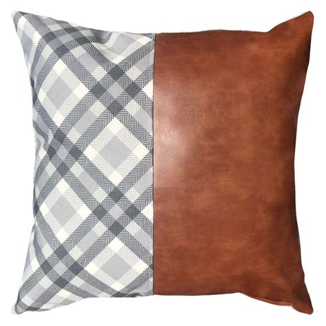 PACK 4 COJINES DECORATIVOS ECOCUERO GRIS CAFE 45X45-1