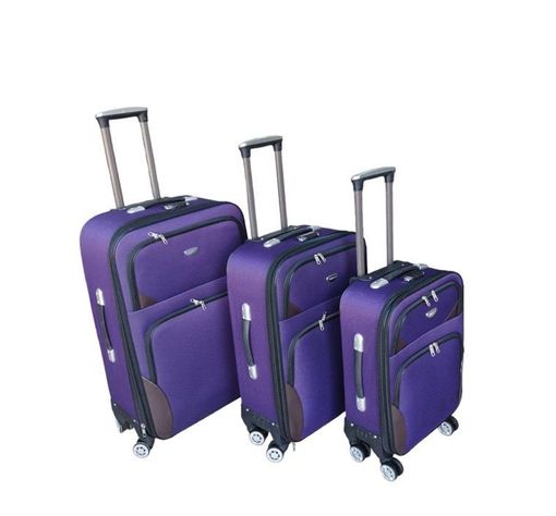 Set De 3 Maletas Lila De Tela Ultra Liviana Tallas L.M.S -0