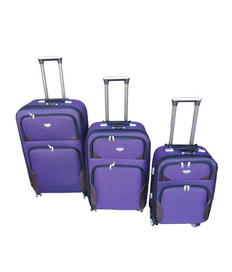 Set De 3 Maletas Lila De Tela Ultra Liviana Tallas L.M.S -1