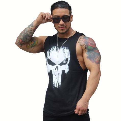 Polera Musculosa Cuello Redondo Calavera-0