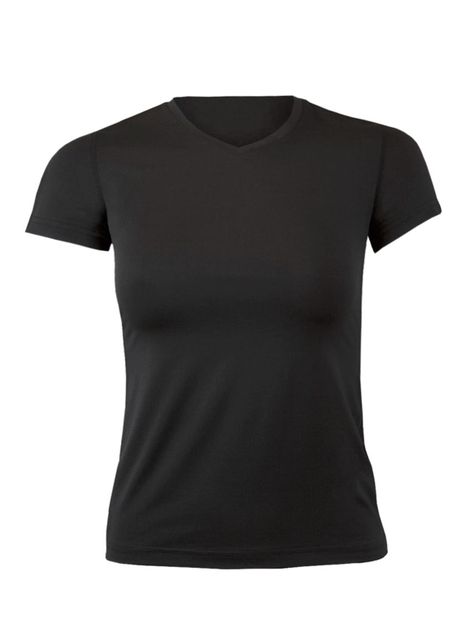 Polera Dry Fit Manga Corta Ajustada Cuello V Mujer-0