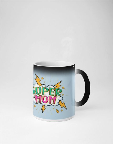 Taza Magica Feliz Dia De Mamá, Super Mom Rayos-0