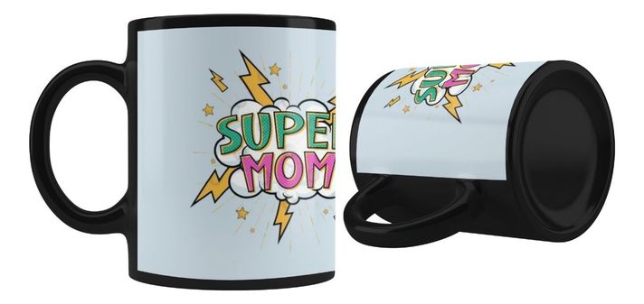 Taza Magica Feliz Dia De Mamá, Super Mom Rayos-1