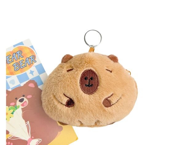 Llavero Monedero Peluche Capibara Exclusivo Premium Café-2