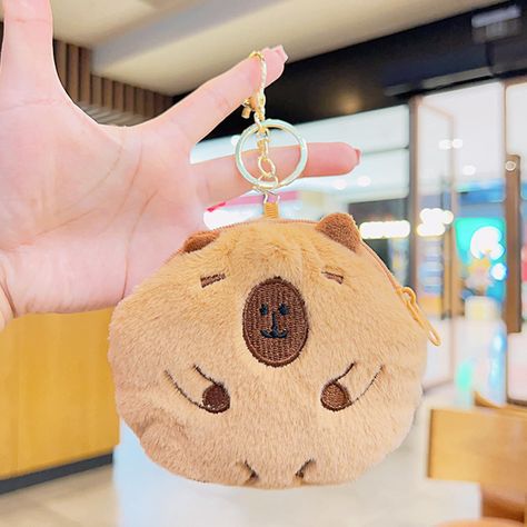 Llavero Monedero Peluche Capibara Exclusivo Premium Café-3